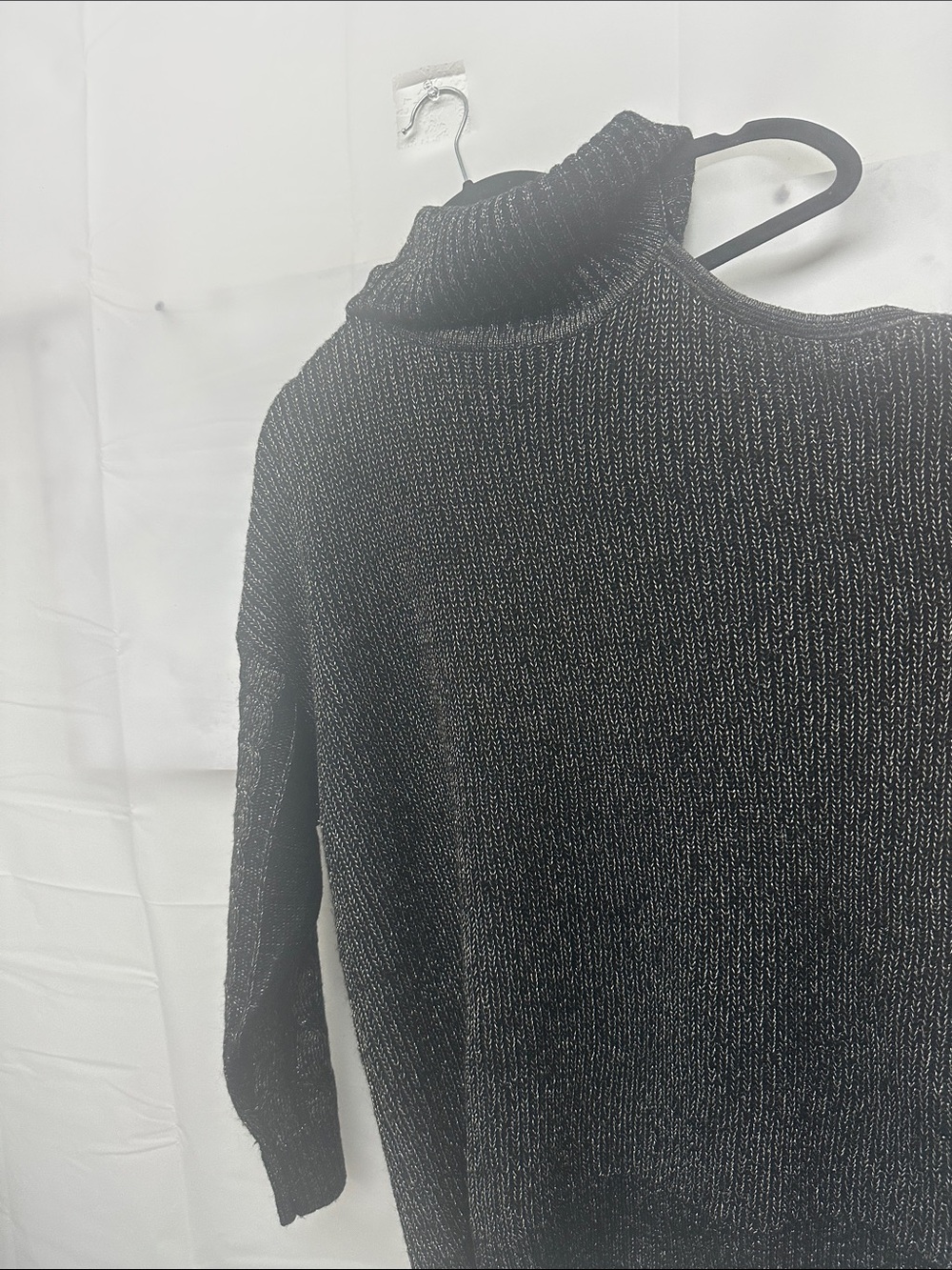 torrid Black Metallic Cold-Shoulder Turtleneck Sweater